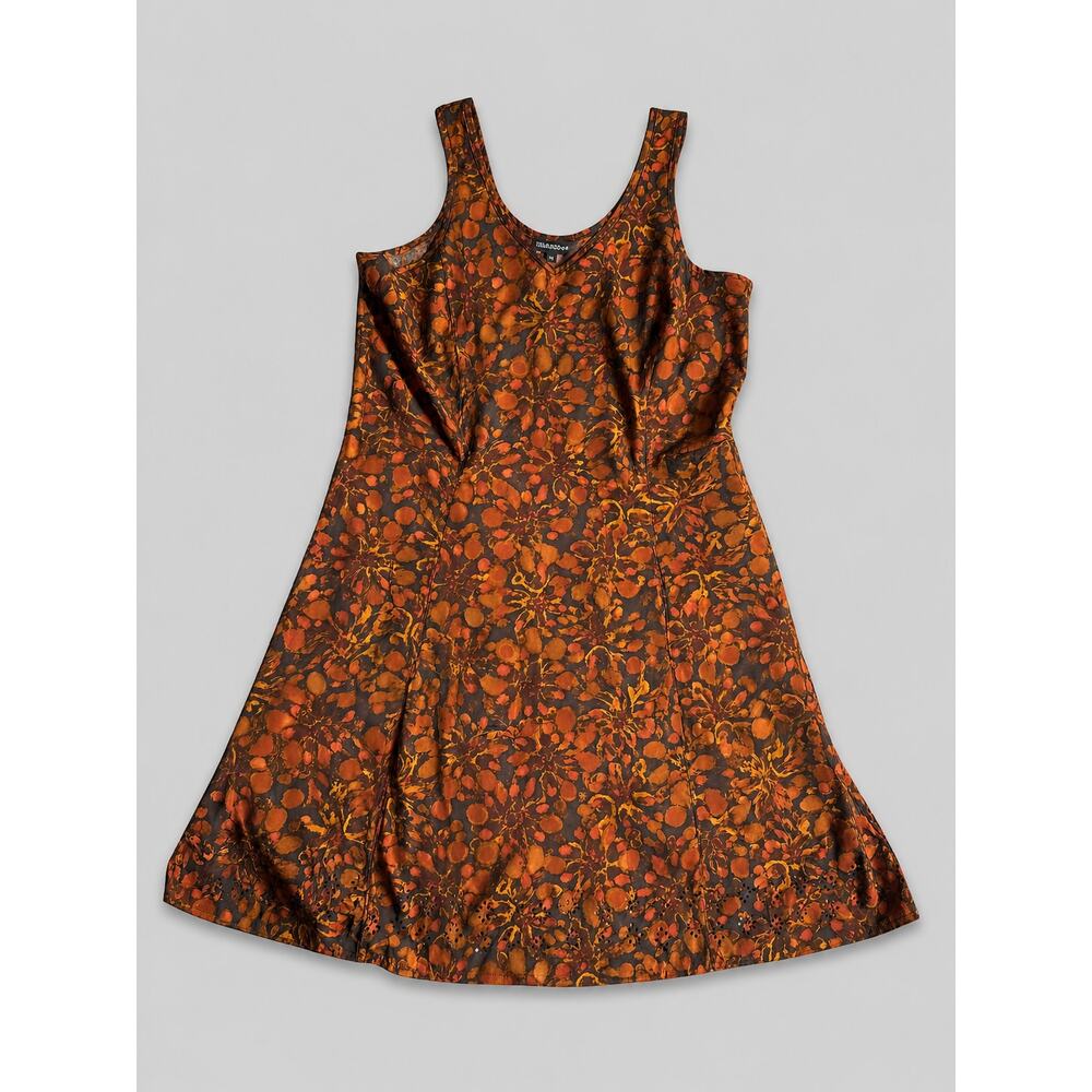 Toad & Co Sunkissed Petal Dress M Brown Orange Floral Laser Cut Pockets